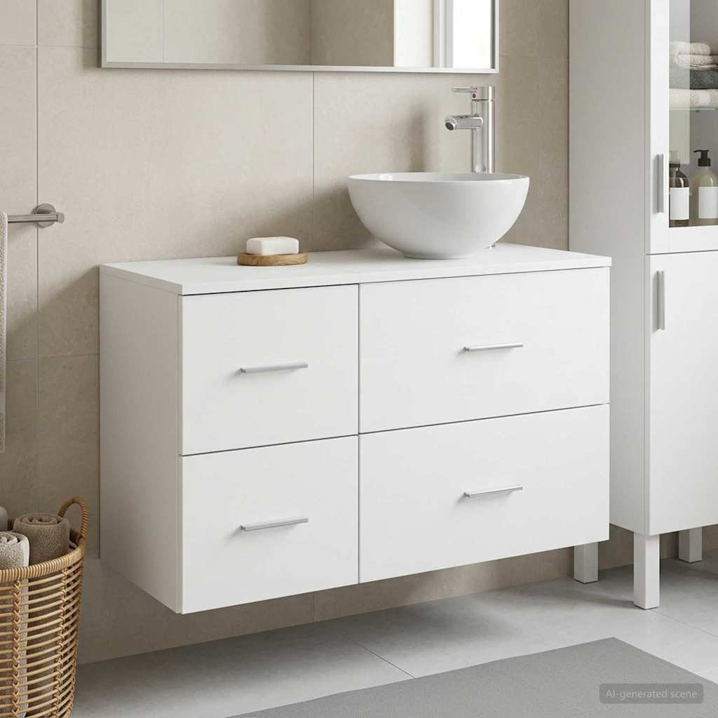 vidaXL Badezimmermöbel-Set 2 pcs Weiß Holzwerkstoff