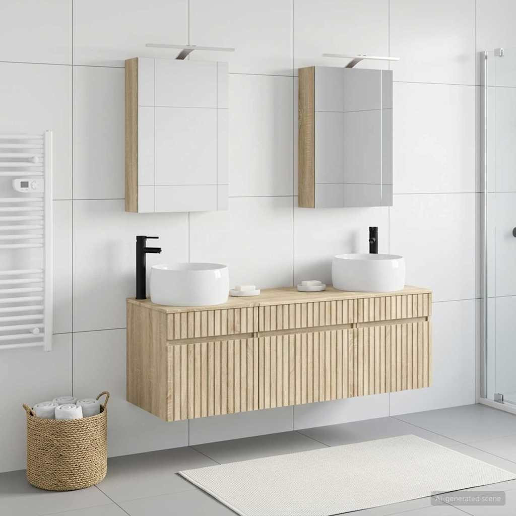 vidaXL Badezimmerschrank-Set 5 pcs Sonoma-Eiche 50 x 14,5 x 70 cm