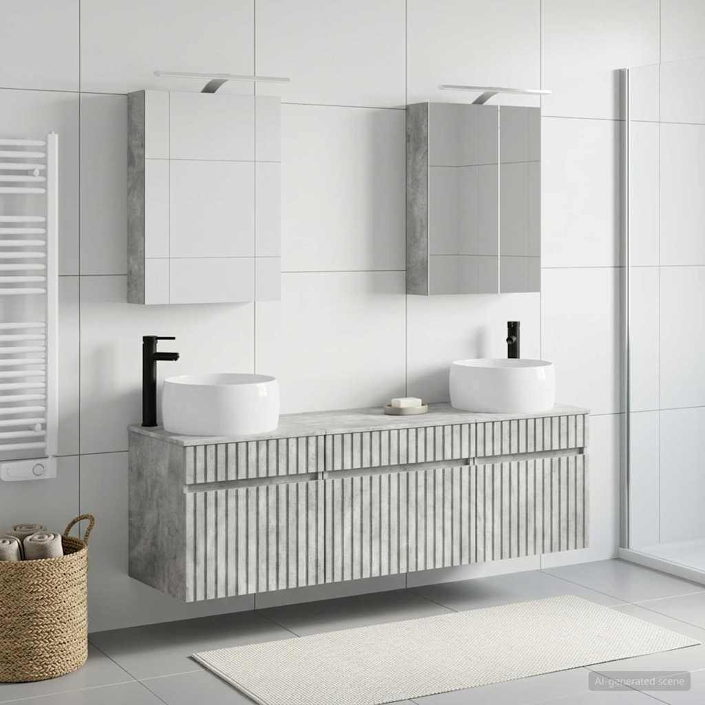 vidaXL Badezimmerschrank-Set 5 pcs Betongrau 50 x 14,5 x 70 cm