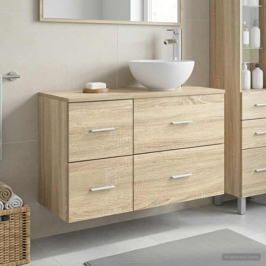 vidaXL Badezimmermöbel-Set 2 pcs Sonoma-Eiche Holzwerkstoff