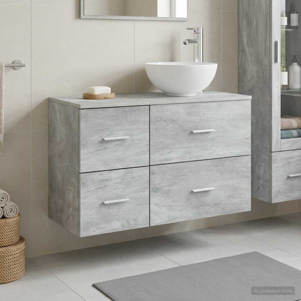vidaXL Badezimmermöbel-Set 2 pcs Betongrau Holzwerkstoff