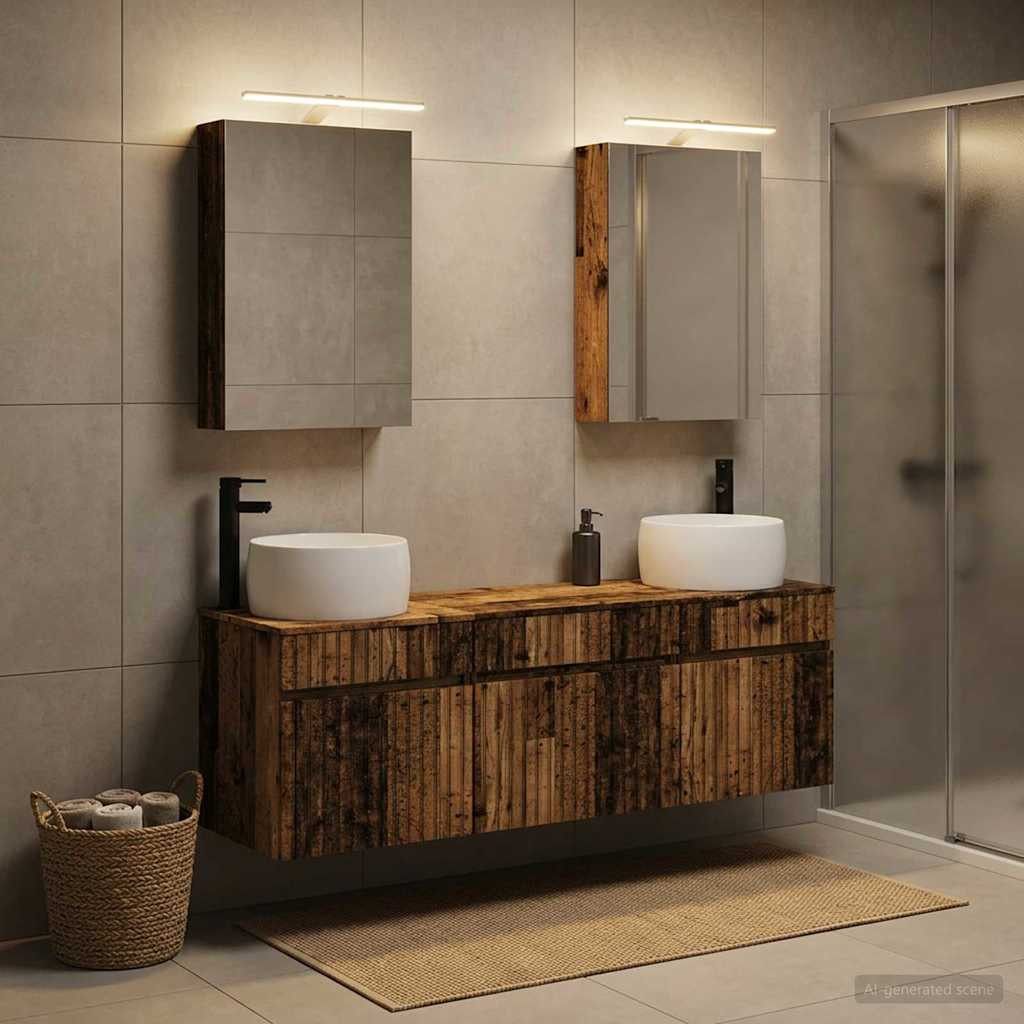 vidaXL Badezimmerschrank-Set 5 pcs Altholz 50 x 14,5 x 70 cm