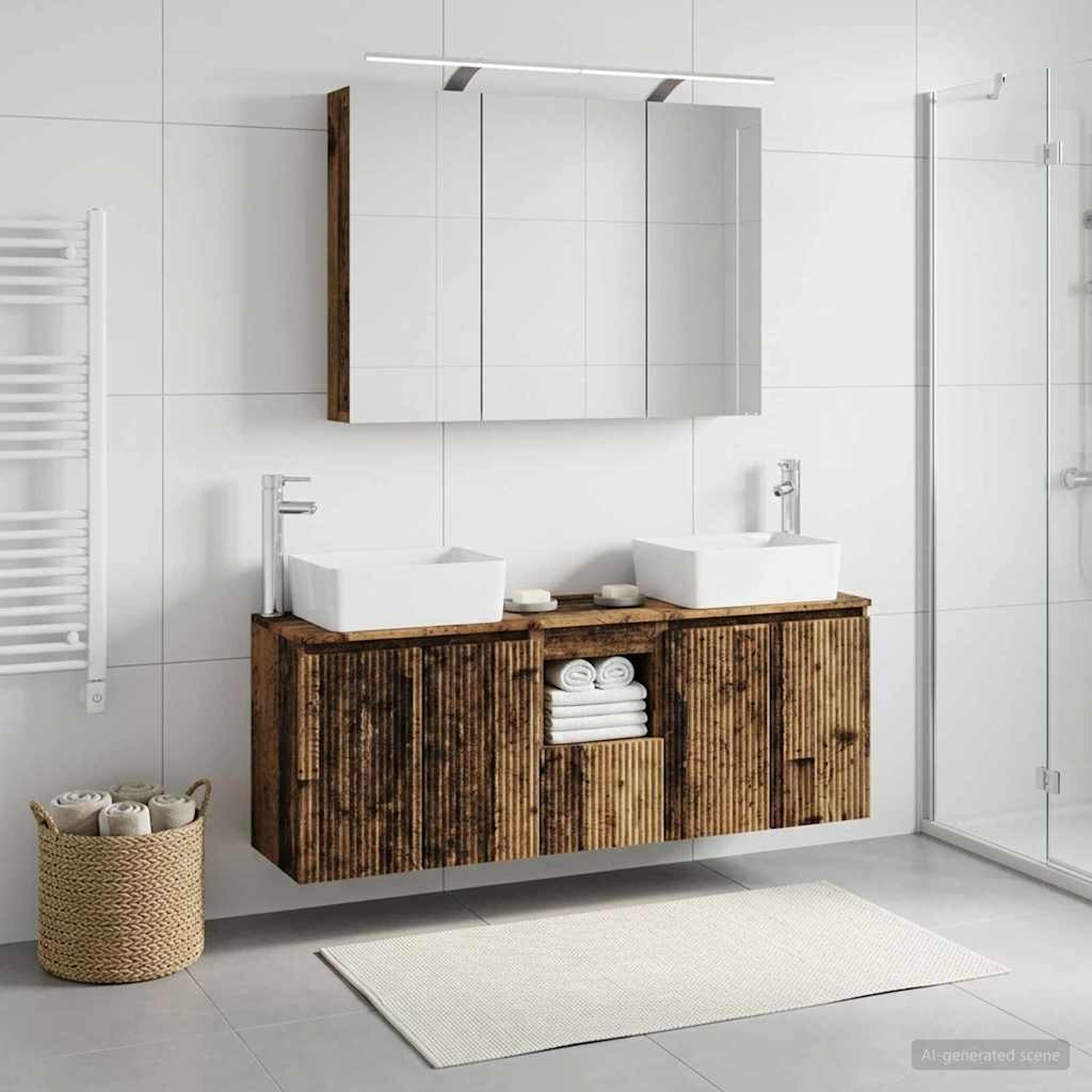vidaXL Badezimmerschrank-Set 4 pcs Altholz Holzwerkstoff