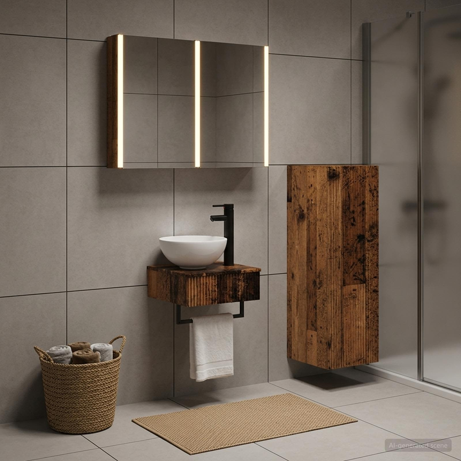 vidaXL Badezimmerschrank-Set 4 pcs Altholz 43 x 11,5 x 60,5 cm