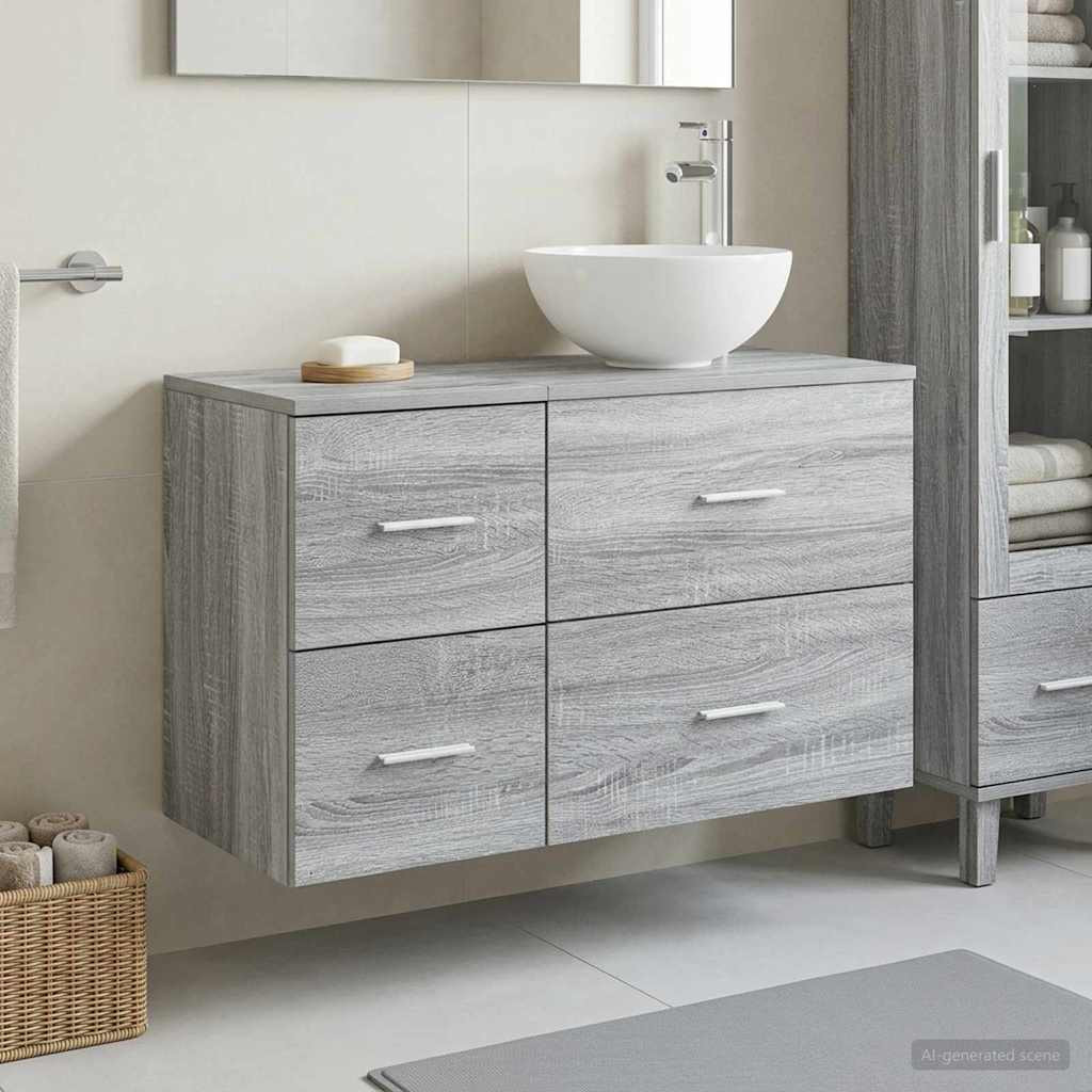 vidaXL Badezimmermöbel-Set 2 pcs Grau Sonoma Holzwerkstoff
