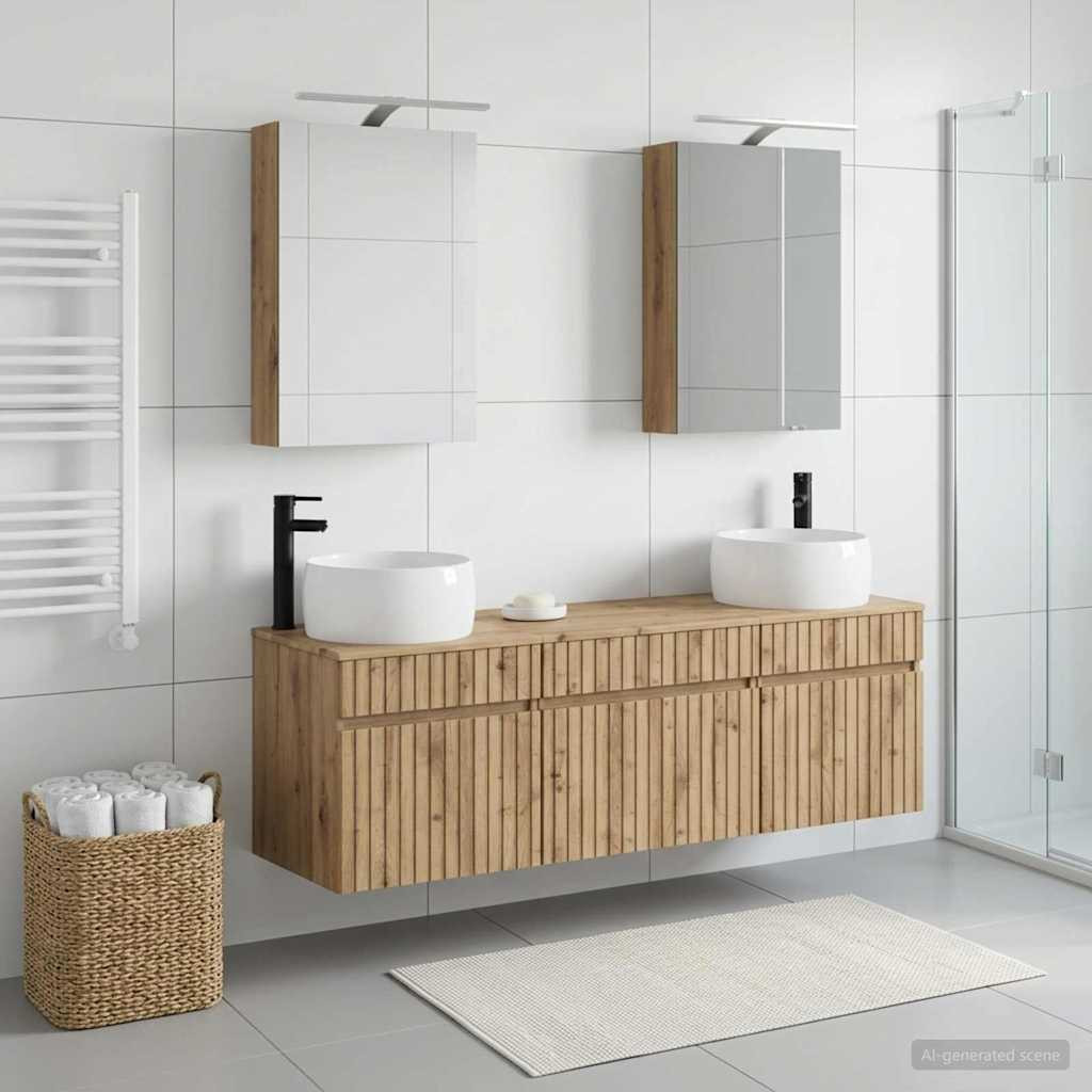 vidaXL Badezimmerschrank-Set 5 Stk. Artisan-Eiche Holzwerkstoff