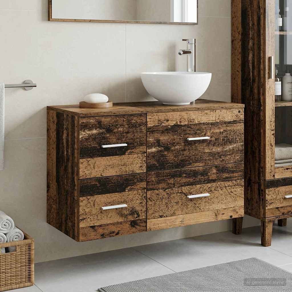 vidaXL Badezimmermöbel-Set 2 pcs Altholz Holzwerkstoff