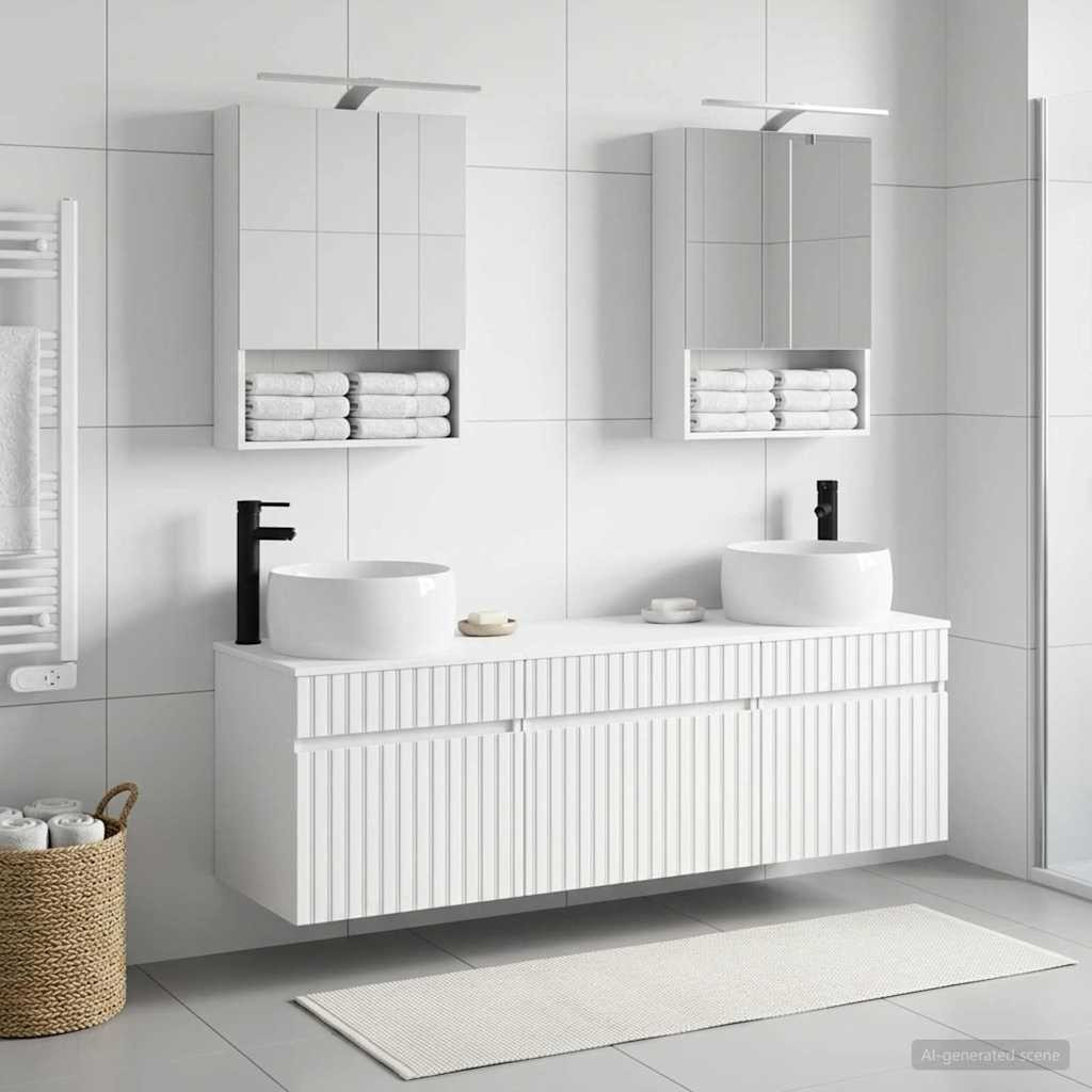 vidaXL Badezimmerschrank-Set 5 pcs Weiß 50 x 14,5 x 70 cm