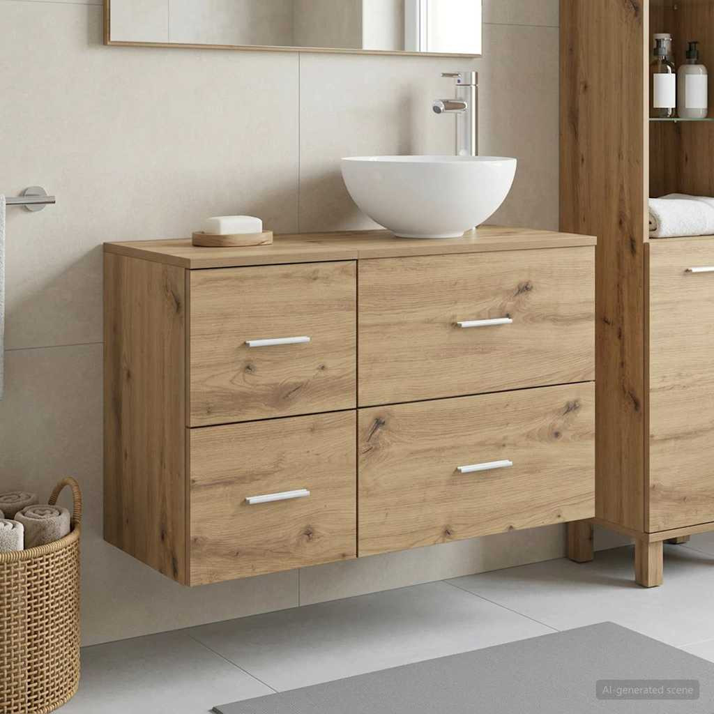vidaXL Badezimmermöbel-Set 2 Stk. Artisan-Eiche Holzwerkstoff