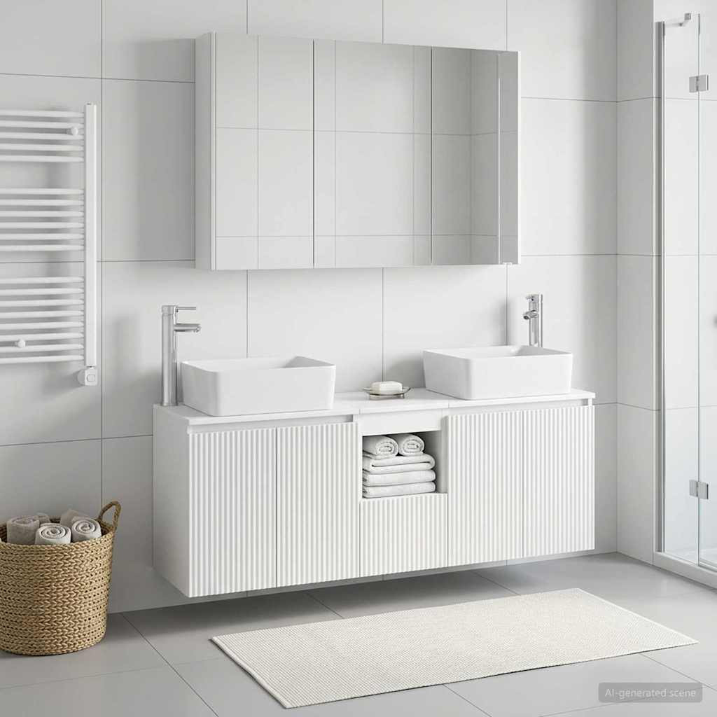 vidaXL Badezimmerschrank-Set 4 pcs Weiß Holzwerkstoff