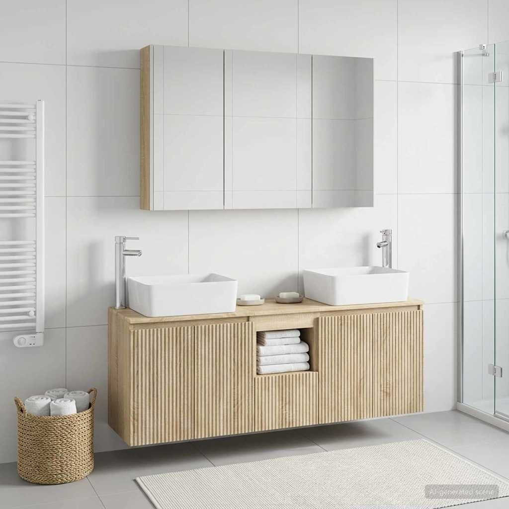 vidaXL Badezimmerschrank-Set 4 pcs Sonoma-Eiche Holzwerkstoff