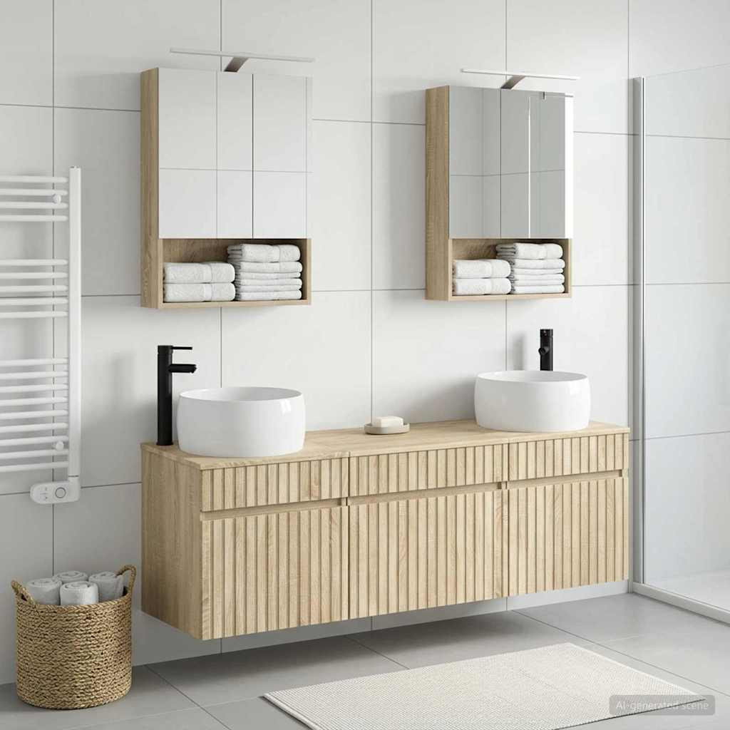 vidaXL Badezimmerschrank-Set 5 pcs Sonoma-Eiche 50 x 14,5 x 70 cm