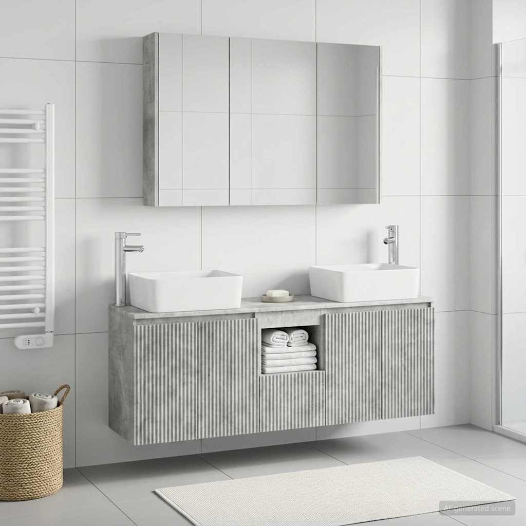 vidaXL Badezimmerschrank-Set 4 pcs Betongrau Holzwerkstoff