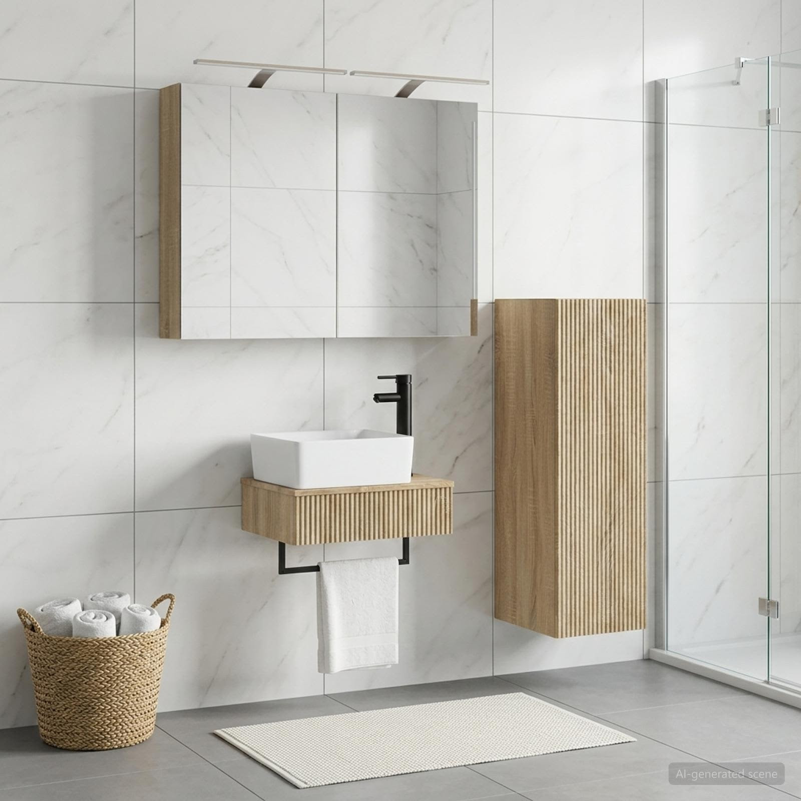 vidaXL Badezimmerschrank-Set 4 pcs Sonoma-Eiche 50 x 14,5 x 70 cm