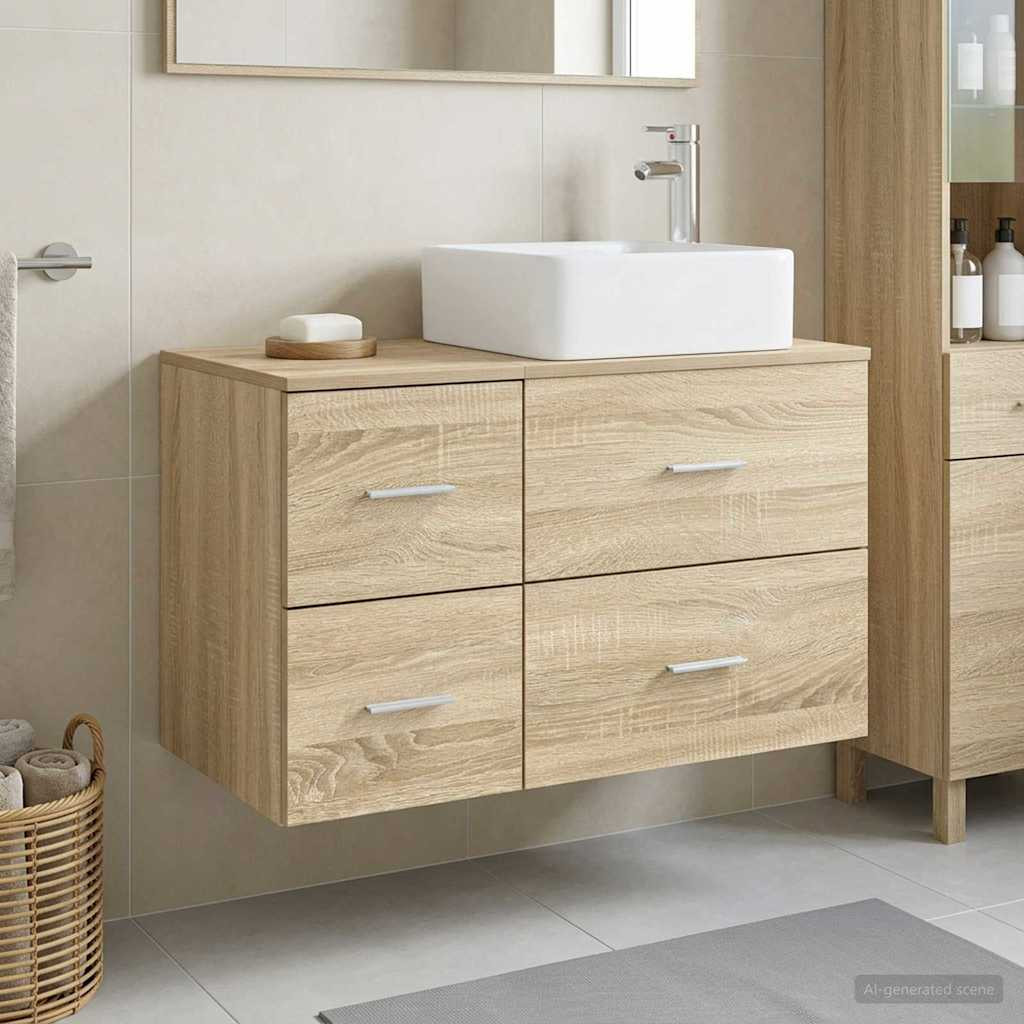 vidaXL Badezimmermöbel-Set 2 pcs Sonoma-Eiche Holzwerkstoff