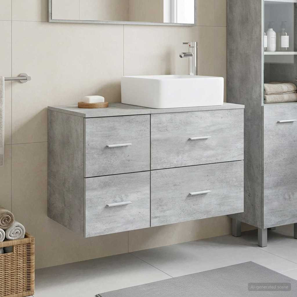 vidaXL Badezimmermöbel-Set 2 pcs Betongrau Holzwerkstoff