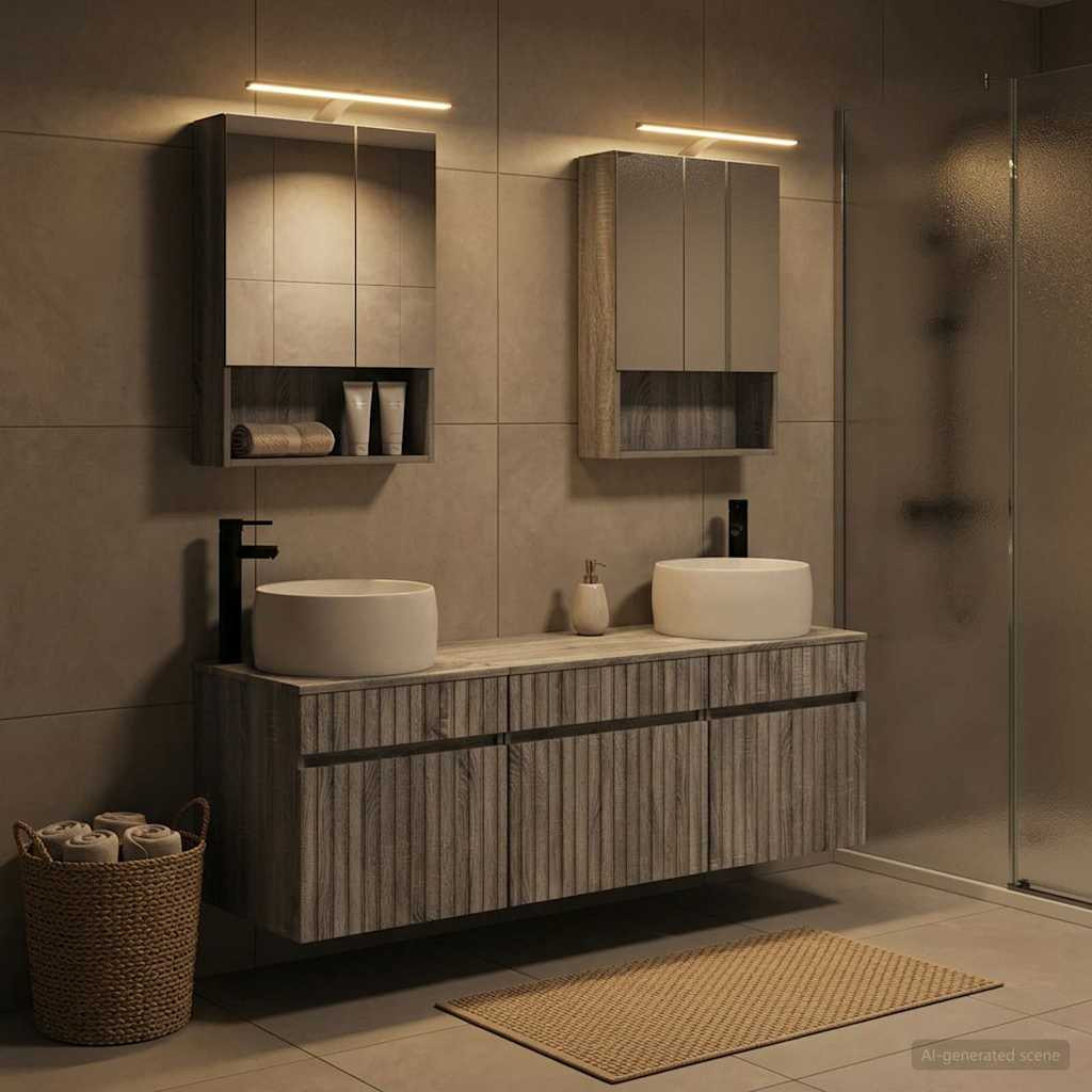 vidaXL Badezimmerschrank-Set 5 pcs Grau Sonoma 50 x 14,5 x 70 cm