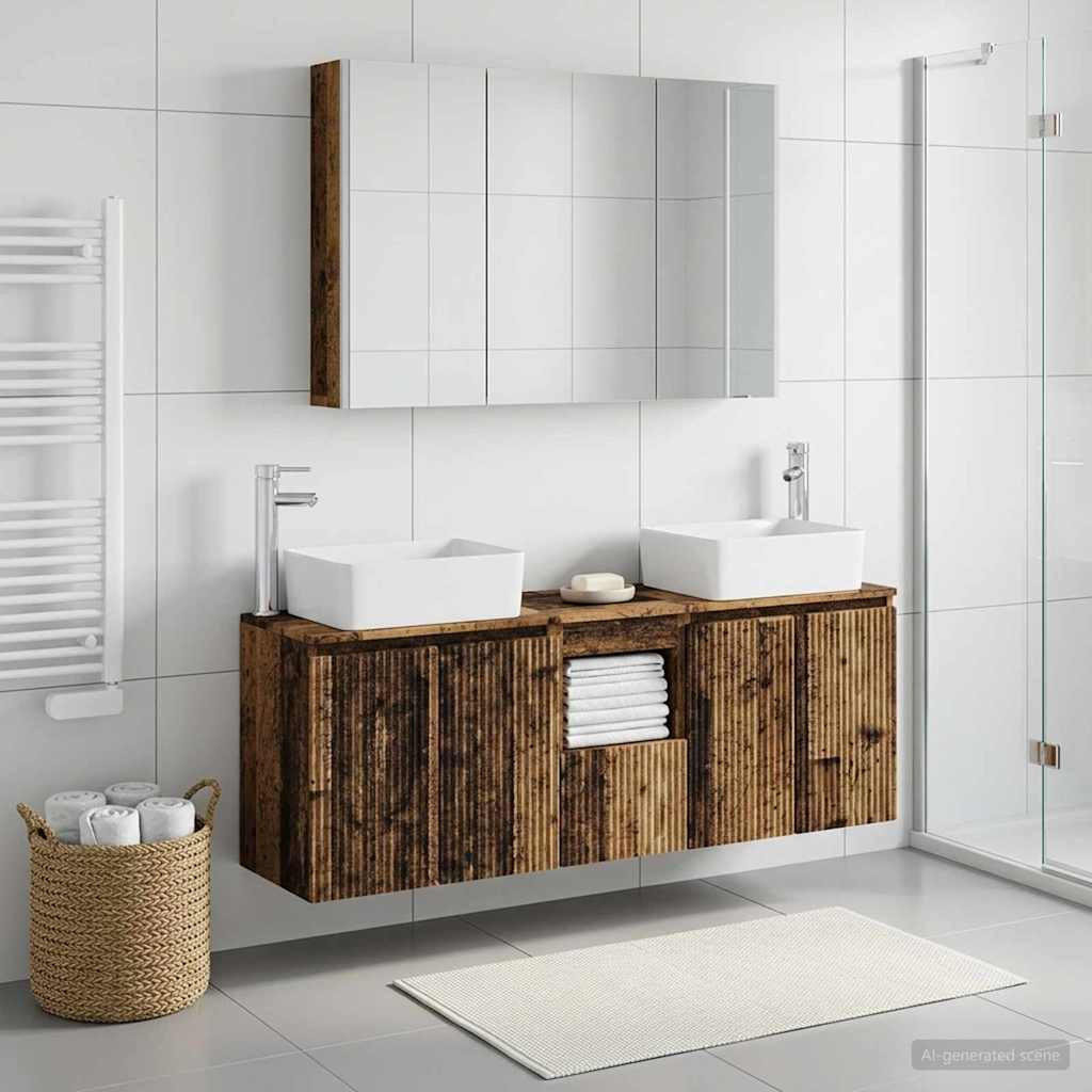 vidaXL Badezimmerschrank-Set 4 pcs Altholz Holzwerkstoff