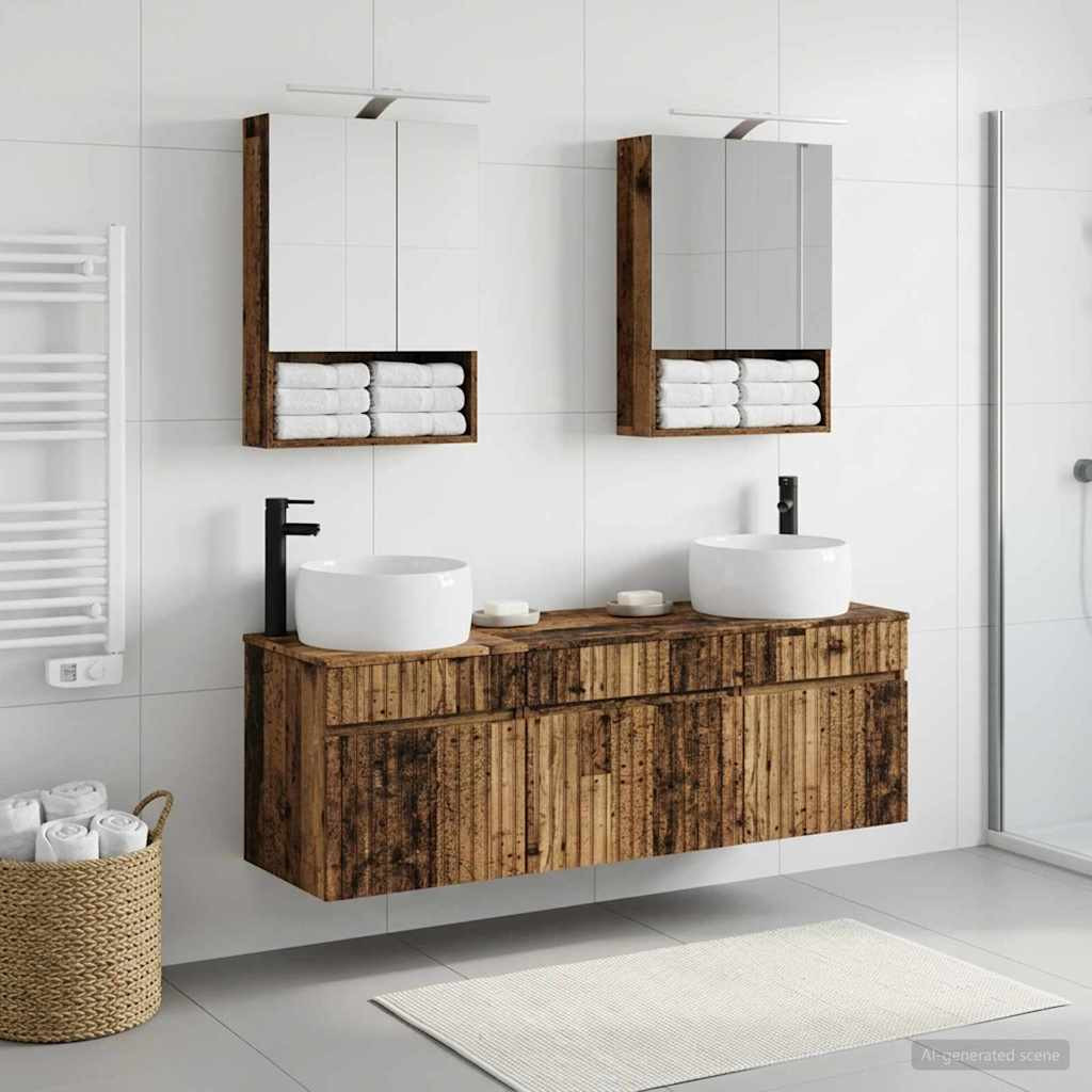 vidaXL Badezimmerschrank-Set 5 pcs Altholz 50 x 14,5 x 70 cm