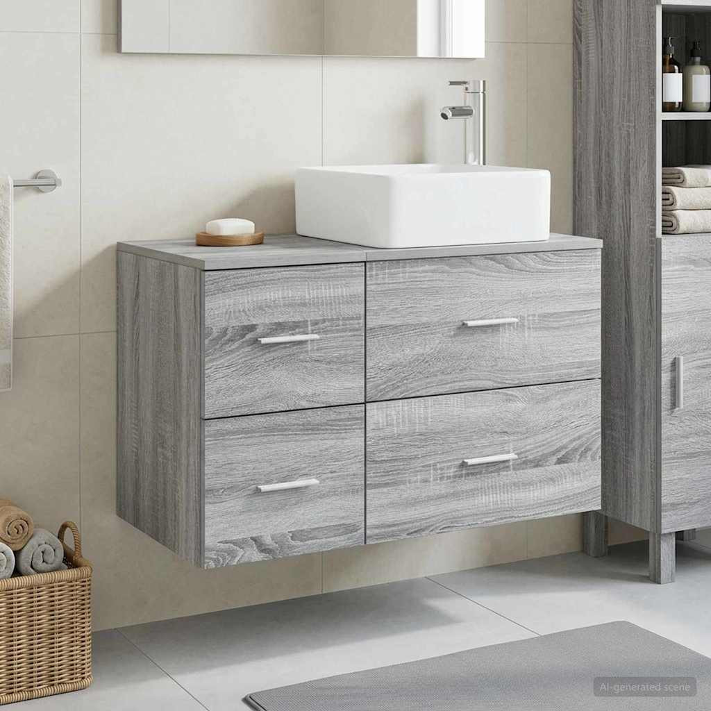 vidaXL Badezimmermöbel-Set 2 pcs Grau Sonoma Holzwerkstoff