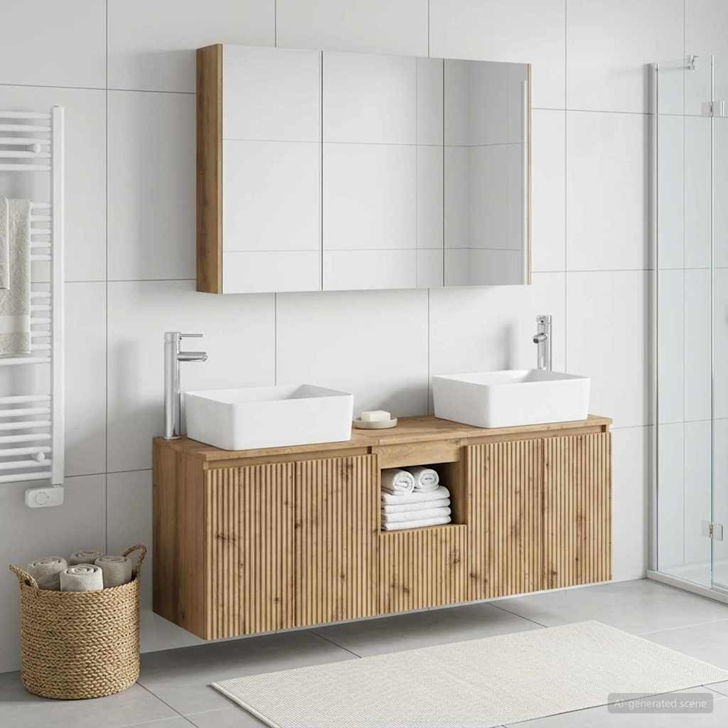 vidaXL Badezimmerschrank-Set 4 Stk. Artisan-Eiche Holzwerkstoff