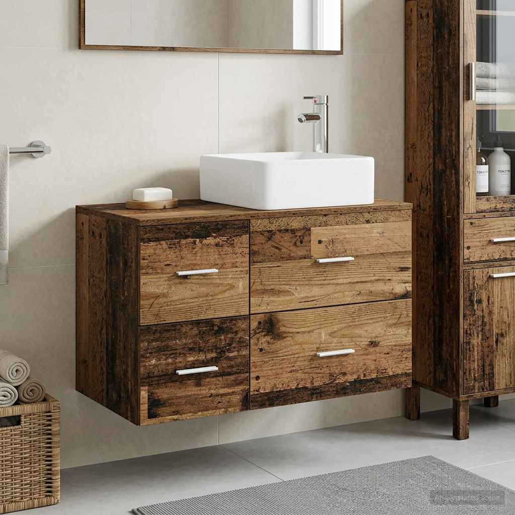 vidaXL Badezimmermöbel-Set 2 pcs Altholz Holzwerkstoff