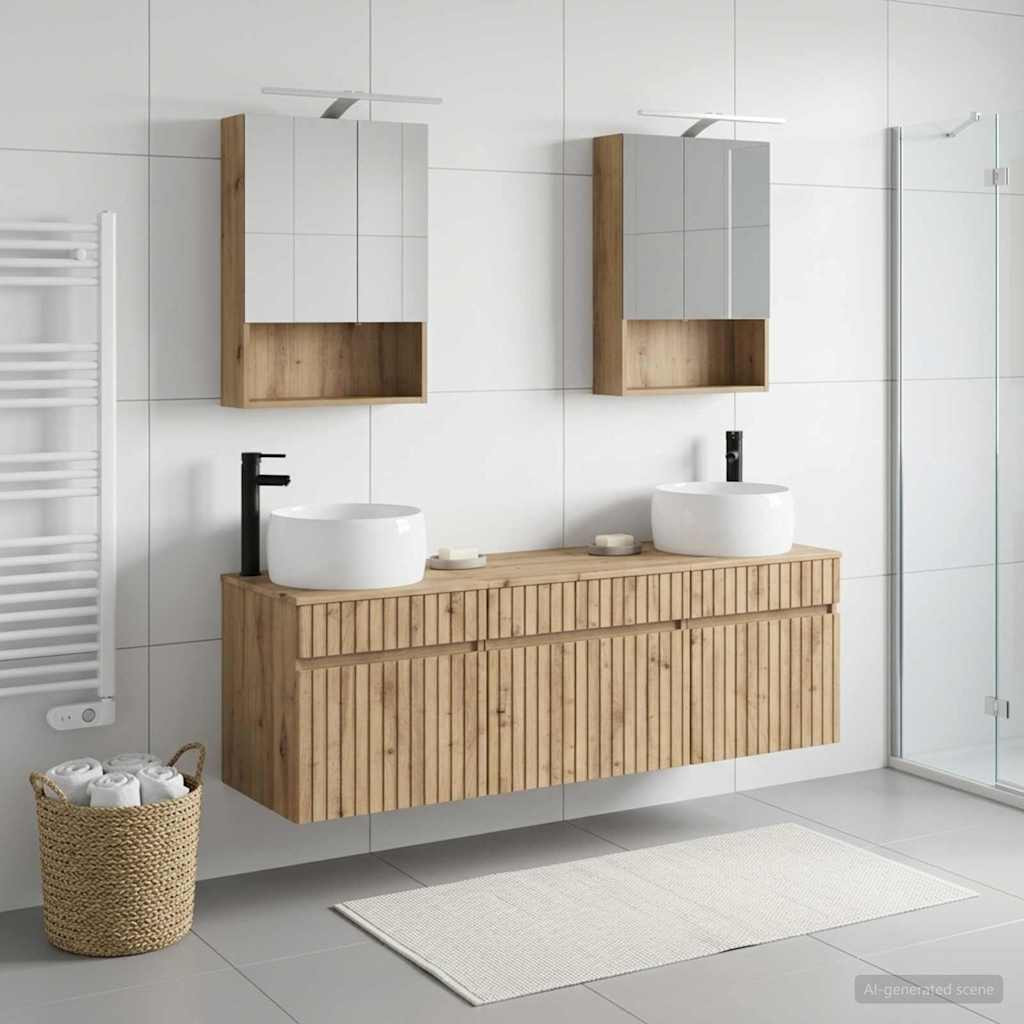 vidaXL Badezimmerschrank-Set 5 Stk. Artisan-Eiche Holzwerkstoff