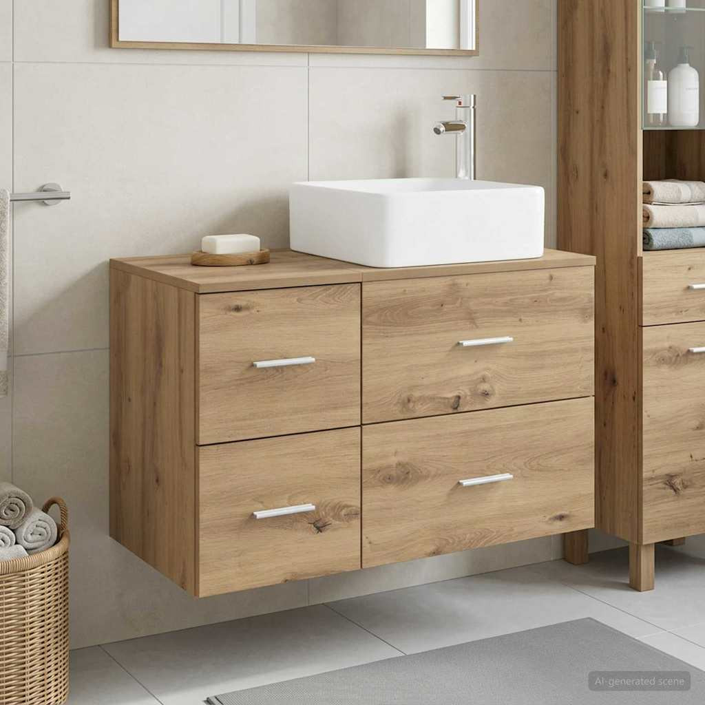 vidaXL Badezimmermöbel-Set 2 Stk. Artisan-Eiche Holzwerkstoff