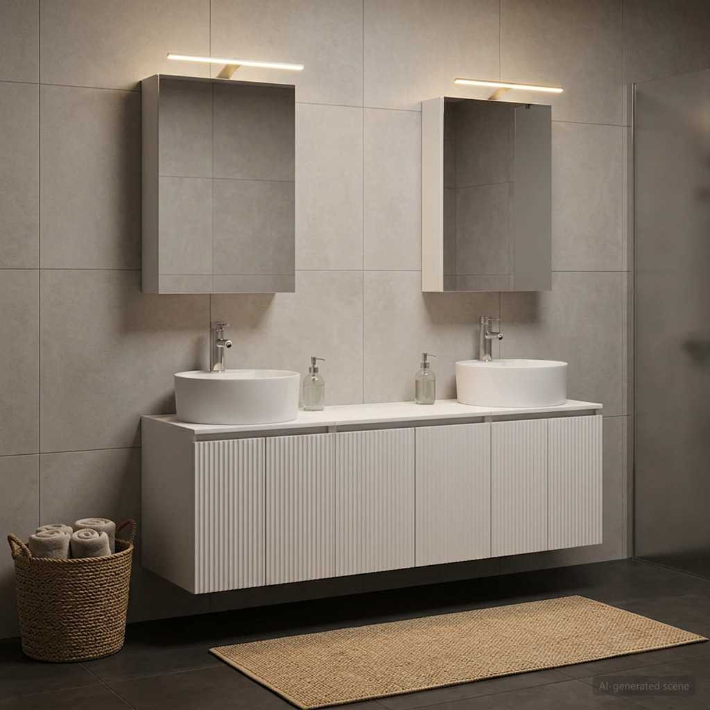 vidaXL Badezimmerschrank-Set 5 pcs Weiß Holzwerkstoff