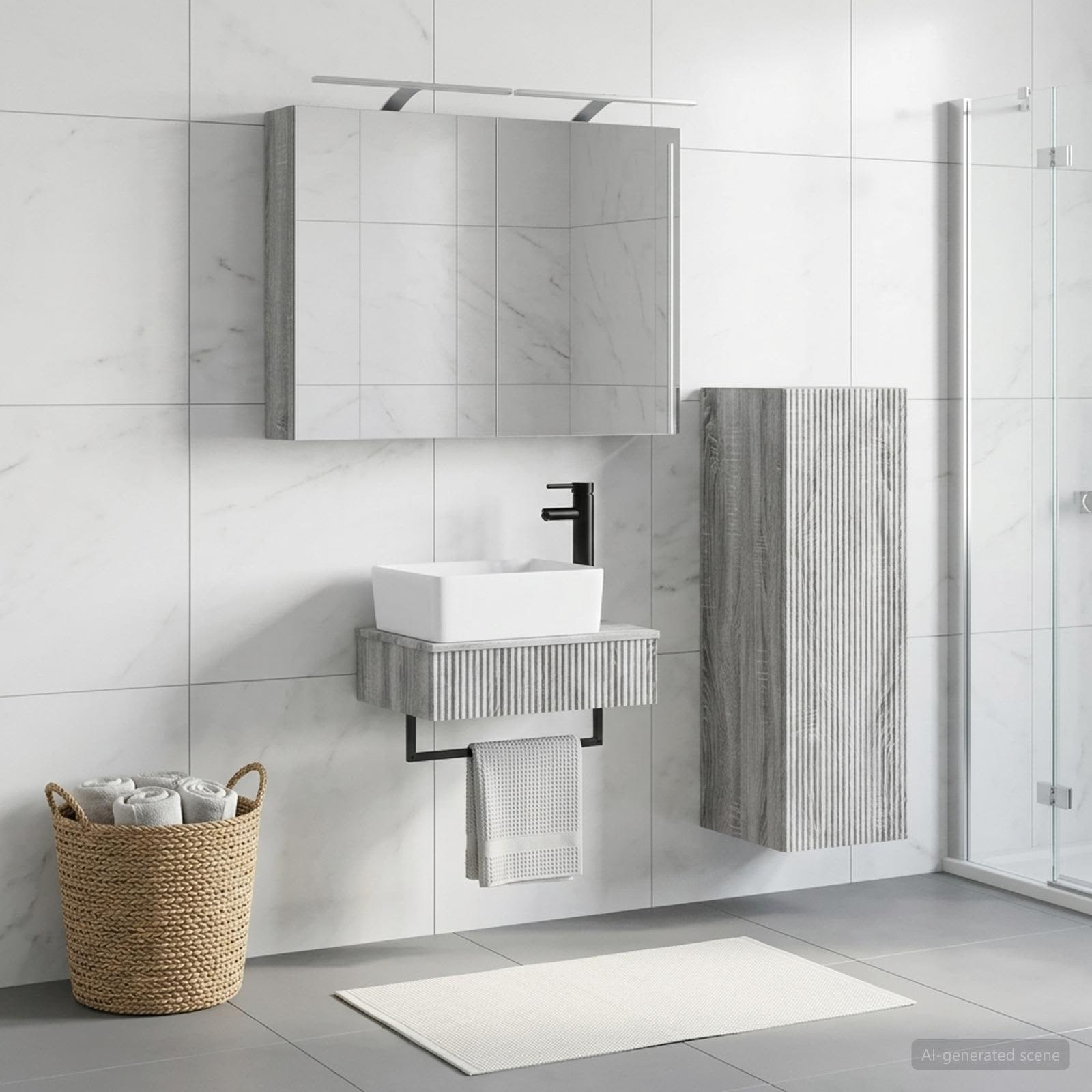 vidaXL Badezimmerschrank-Set 4 pcs Grau Sonoma 50 x 14,5 x 70 cm