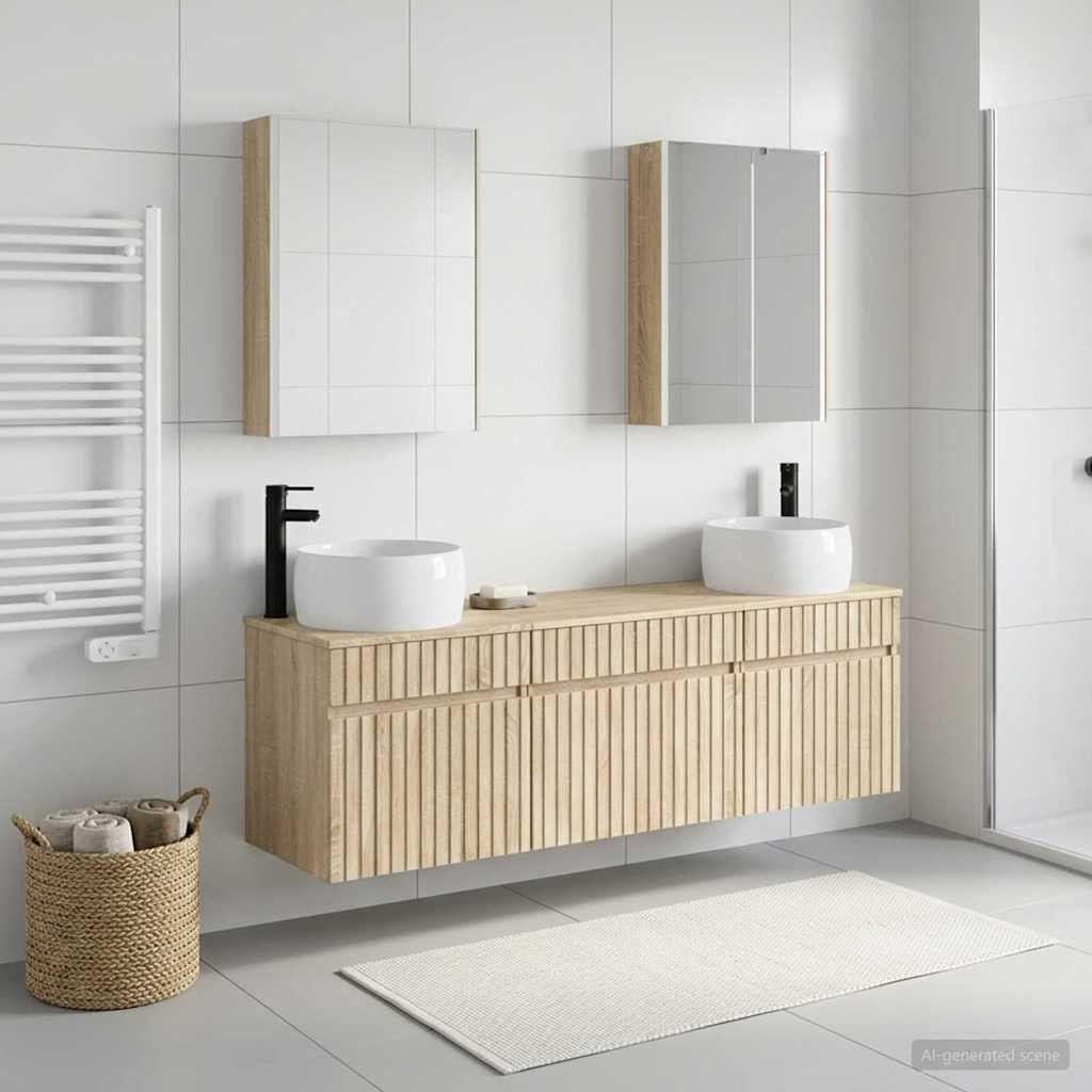 vidaXL Badezimmerschrank-Set 5 pcs Sonoma-Eiche 53 x 15,5 x 70 cm
