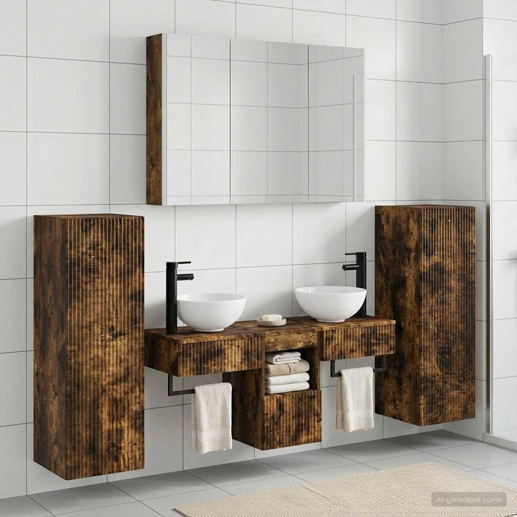 vidaXL Badezimmermöbel-Set 6 pcs Geräucherte Eiche
