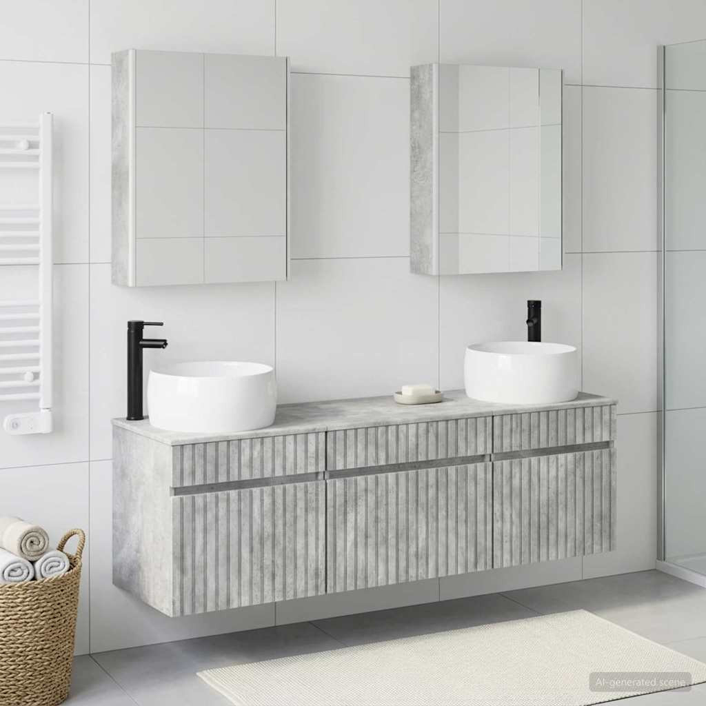vidaXL Badezimmerschrank-Set 5 pcs Betongrau 53 x 15,5 x 70 cm