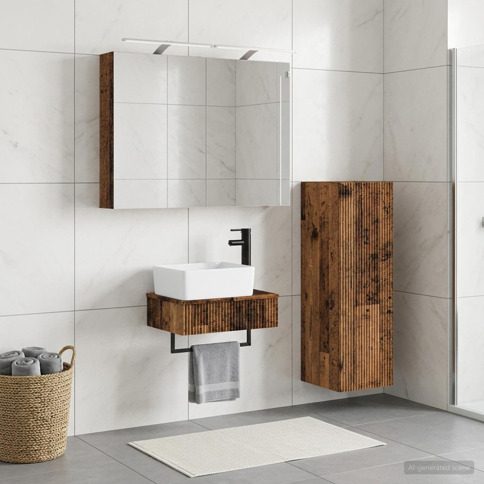 vidaXL Badezimmerschrank-Set 4 pcs Altholz 50 x 14,5 x 70 cm