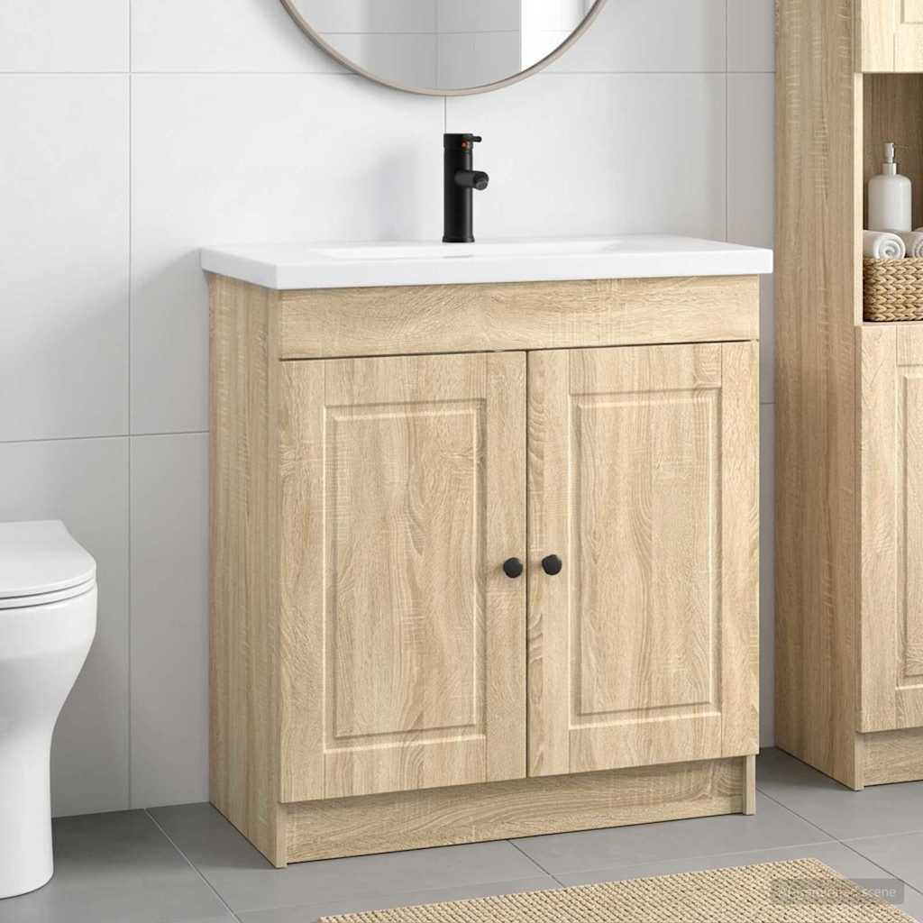 vidaXL Badezimmermöbel-Set Sonoma-Eiche 56 x 37,5 x 81 cm