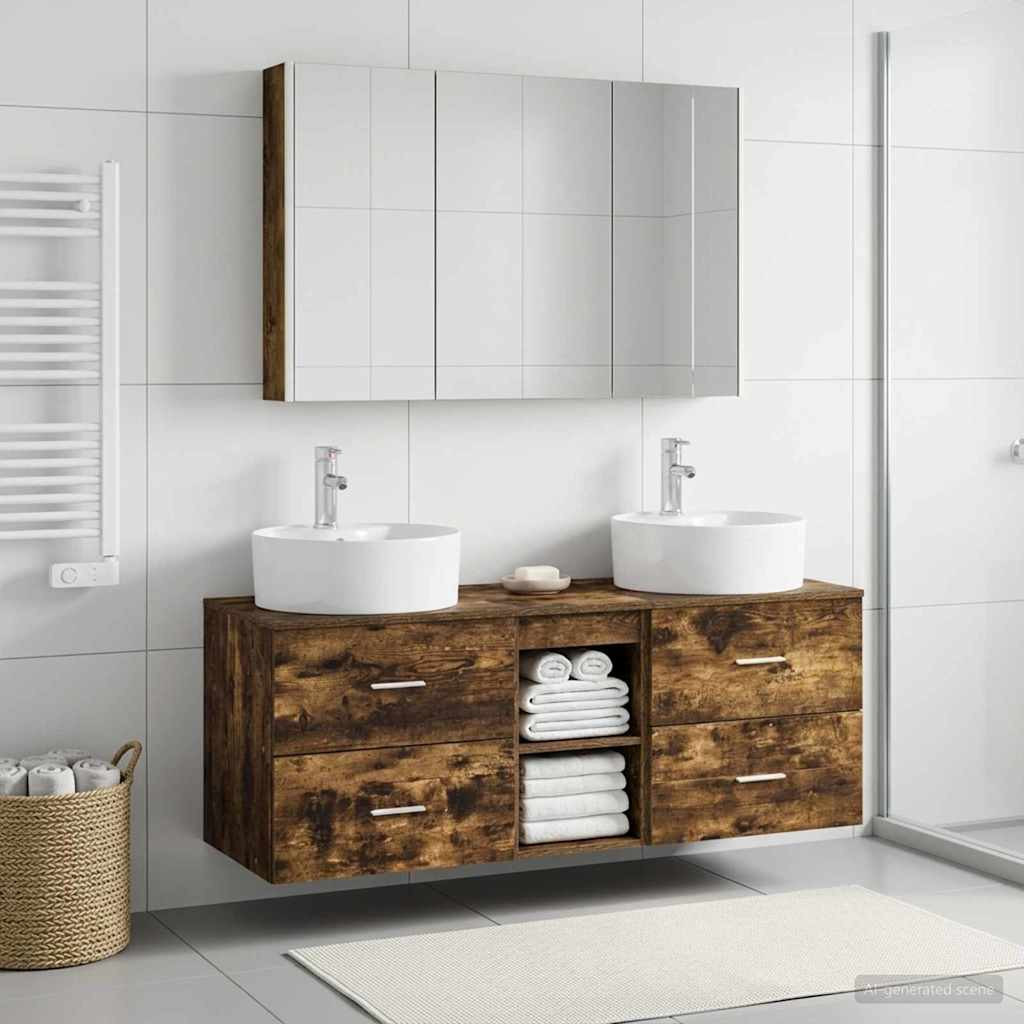 vidaXL Badezimmermöbel-Set 4 pcs Geräucherte Eiche