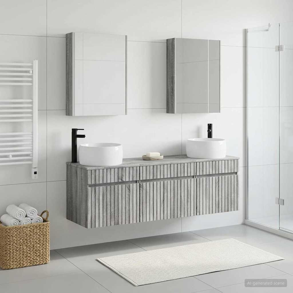 vidaXL Badezimmerschrank-Set 5 pcs Grau Sonoma 53 x 15,5 x 70 cm