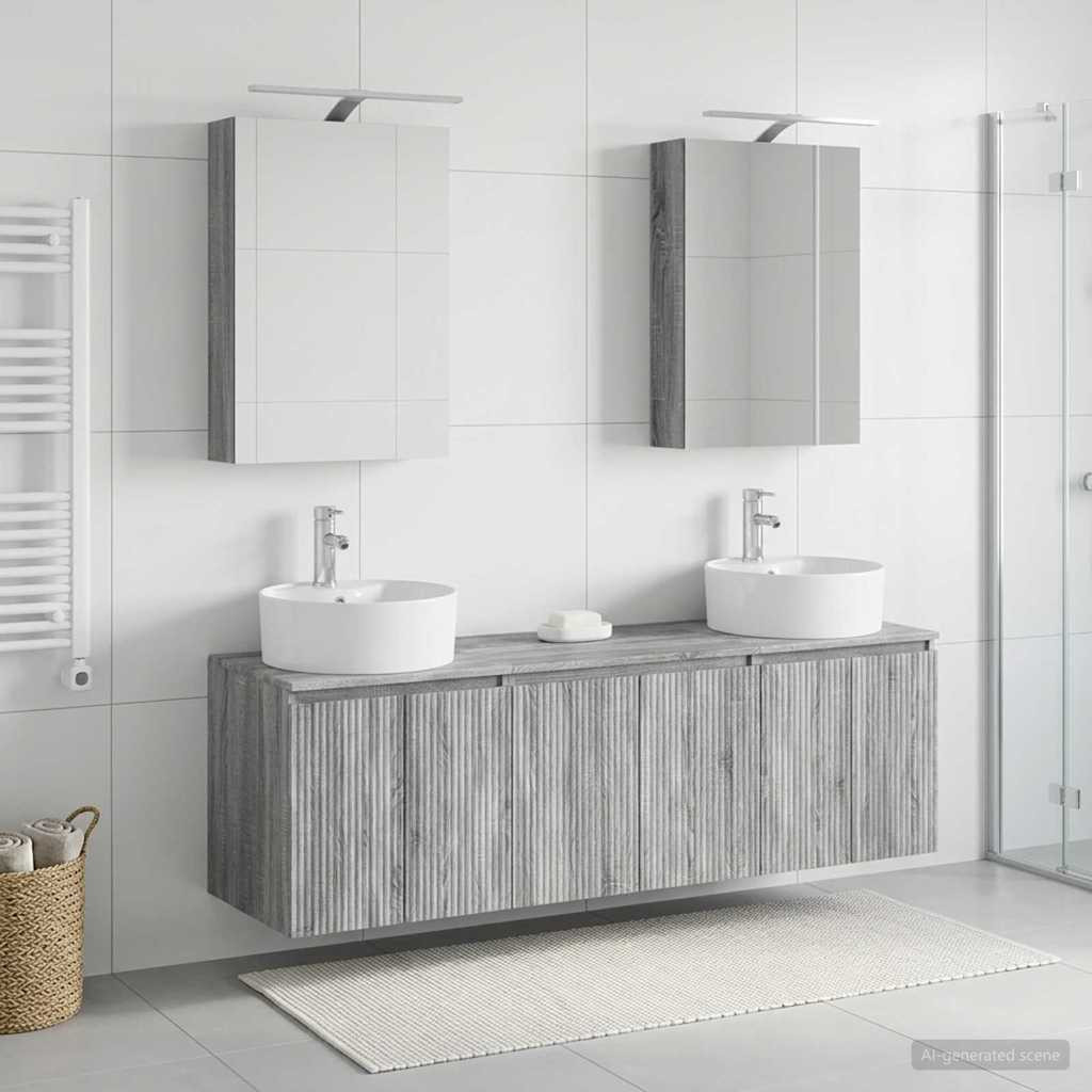 vidaXL Badezimmerschrank-Set 5 pcs Grau Sonoma Holzwerkstoff