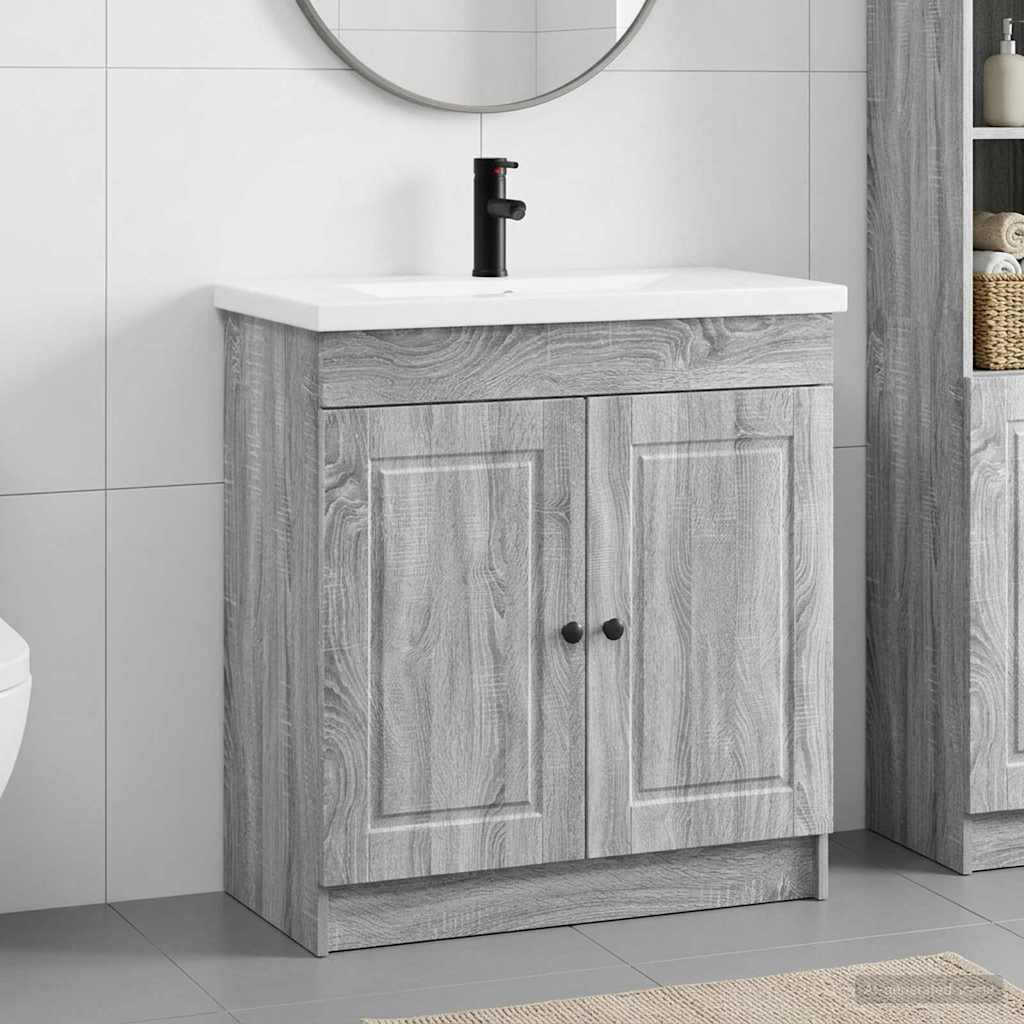 vidaXL Badezimmermöbel-Set Grau Sonoma 56 x 37,5 x 81 cm Holzwerkstoff