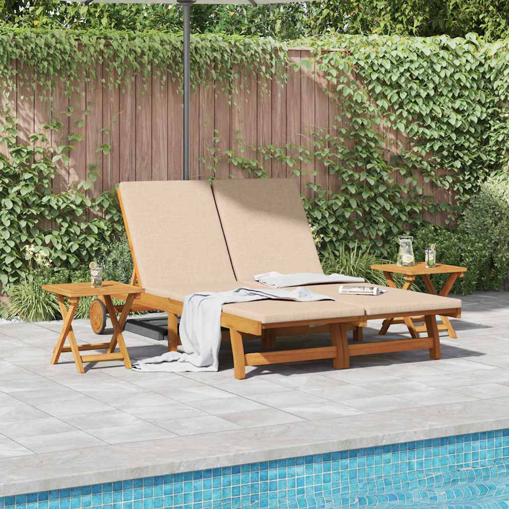 vidaXL Sonnenliege mit Kissen Beige Massivholz Akazie