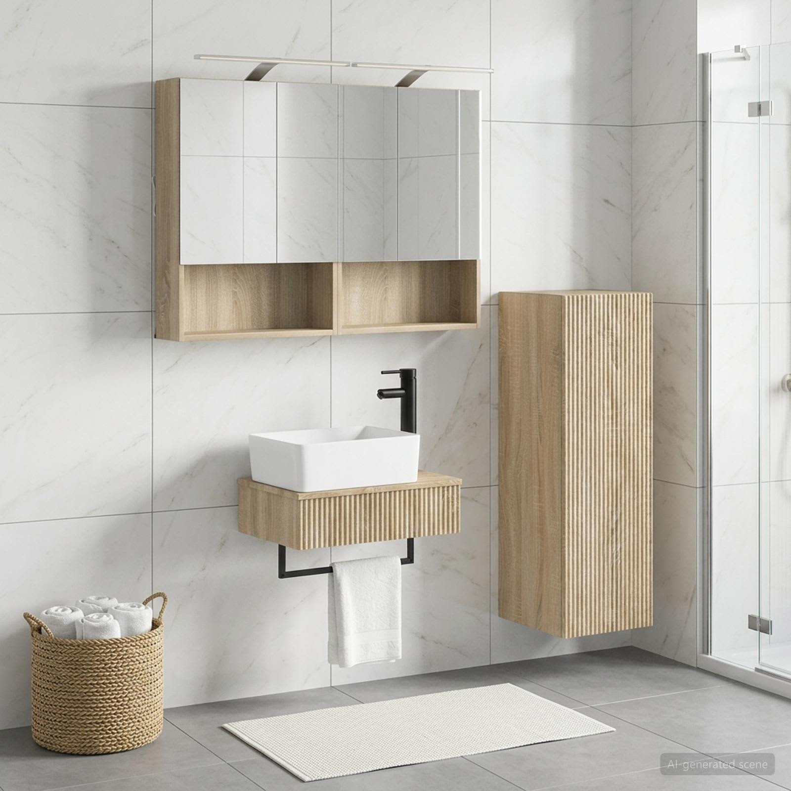 vidaXL Badezimmerschrank-Set 4 pcs Sonoma-Eiche 50 x 14,5 x 70 cm