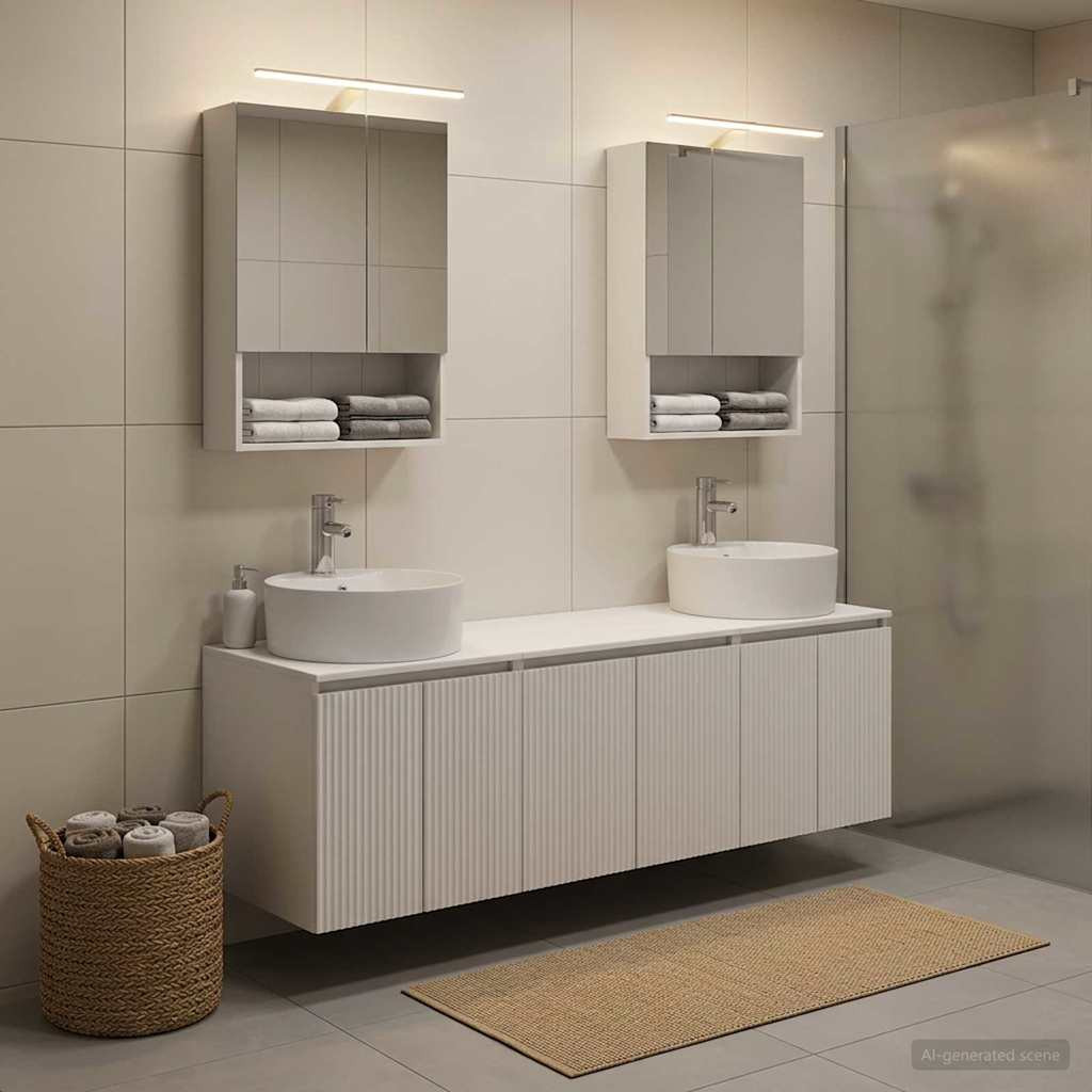 vidaXL Badezimmerschrank-Set 5 pcs Weiß Holzwerkstoff