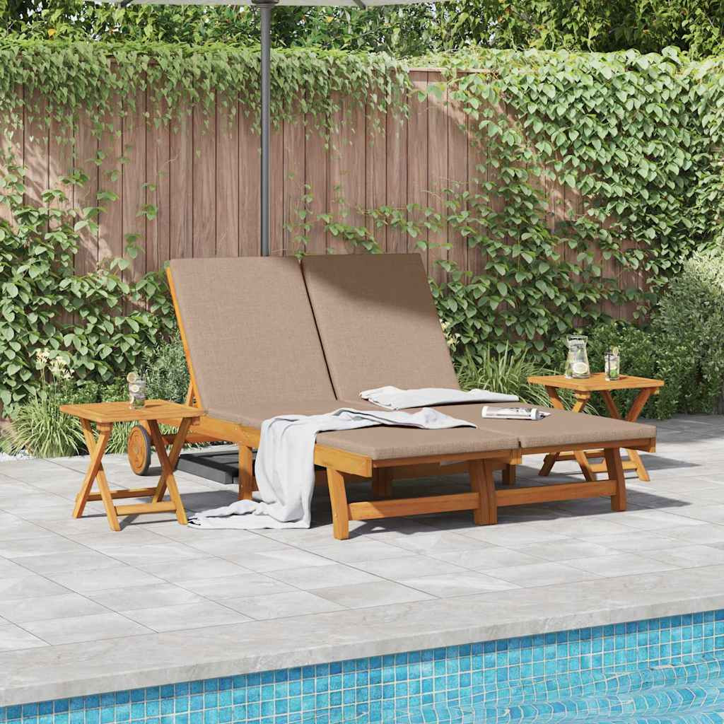 vidaXL Sonnenliege mit Kissen Taupe Massivholz Akazie