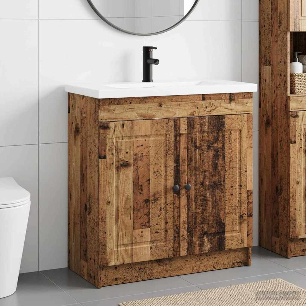 vidaXL Badezimmermöbel-Set Altholz 56 x 37,5 x 81 cm Holzwerkstoff