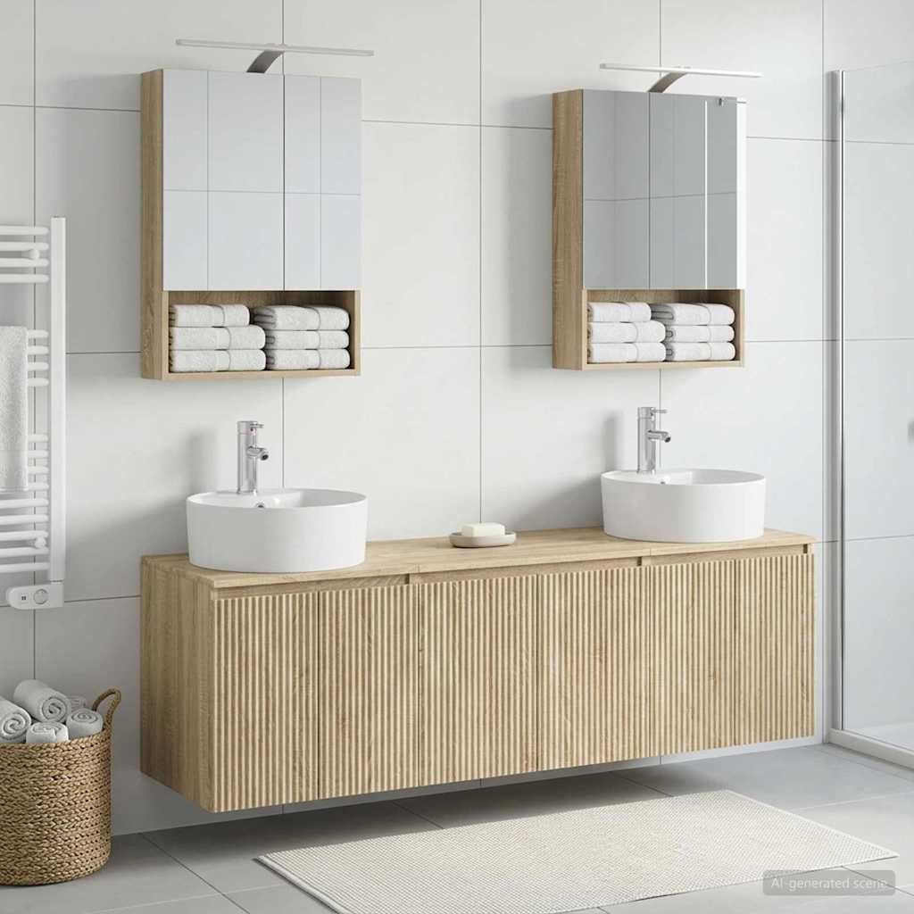 vidaXL Badezimmerschrank-Set 5 pcs Sonoma-Eiche Holzwerkstoff