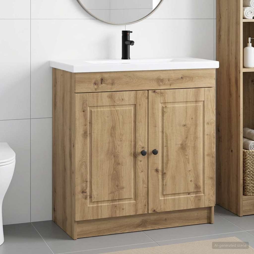 vidaXL Badezimmermöbel-Set Artisan-Eiche 56 x 37,5 x 81 cm