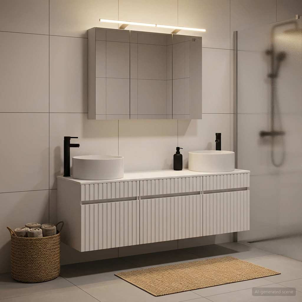 vidaXL Badezimmerschrank-Set 4 pcs Weiß 100 x 14,5 x 70 cm