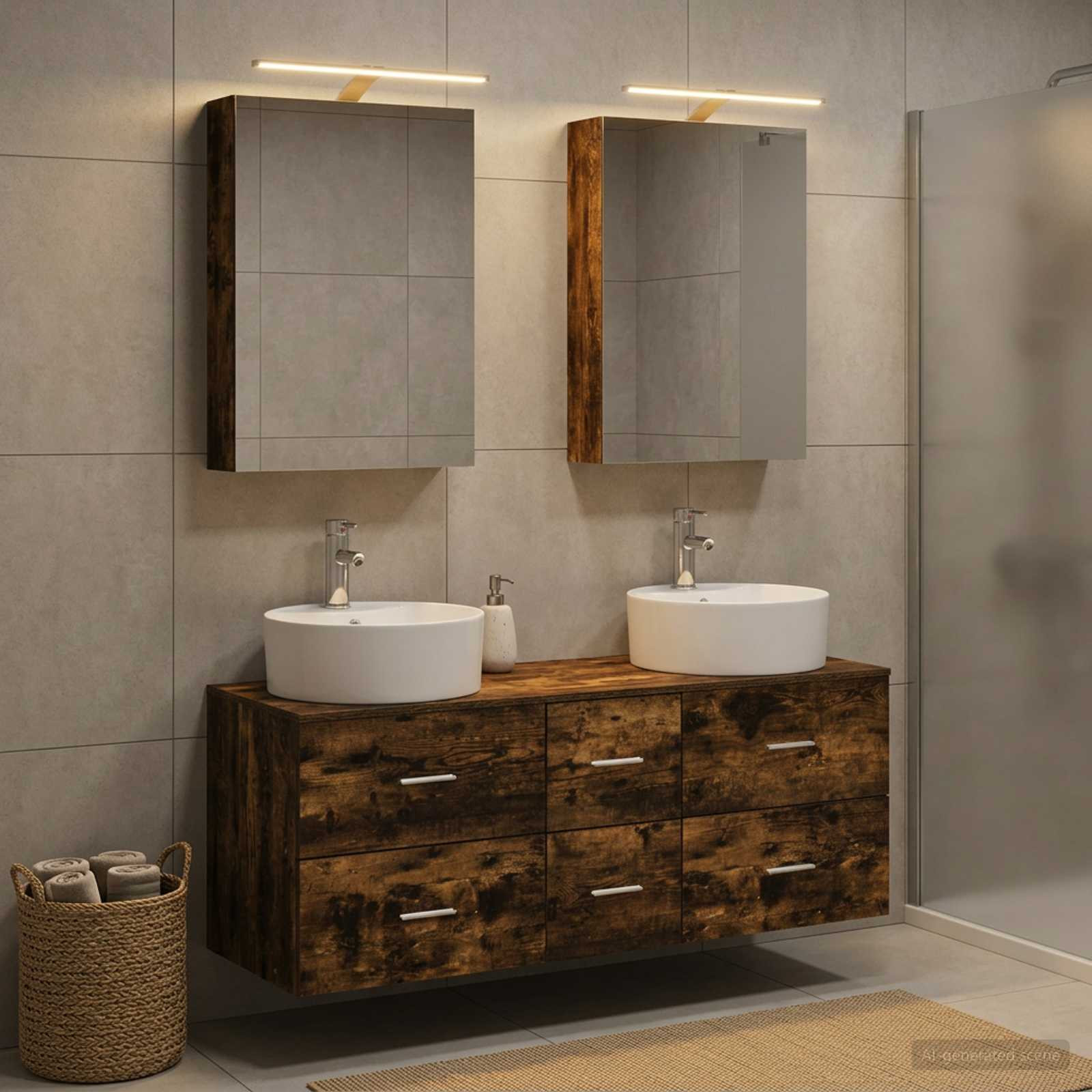 vidaXL Badezimmermöbel-Set 5 pcs Geräucherte Eiche