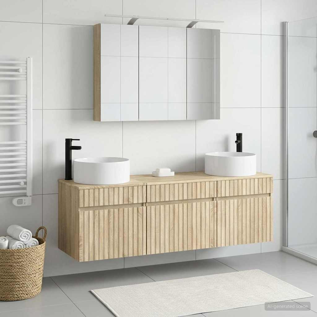 vidaXL Badezimmerschrank-Set 4 pcs Sonoma-Eiche 100 x 14,5 x 70 cm