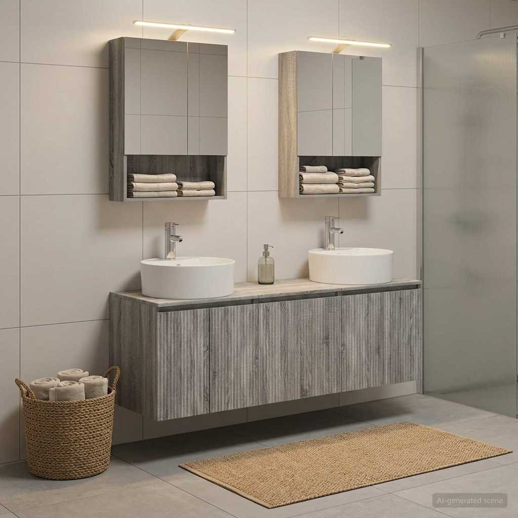 vidaXL Badezimmerschrank-Set 5 pcs Grau Sonoma Holzwerkstoff